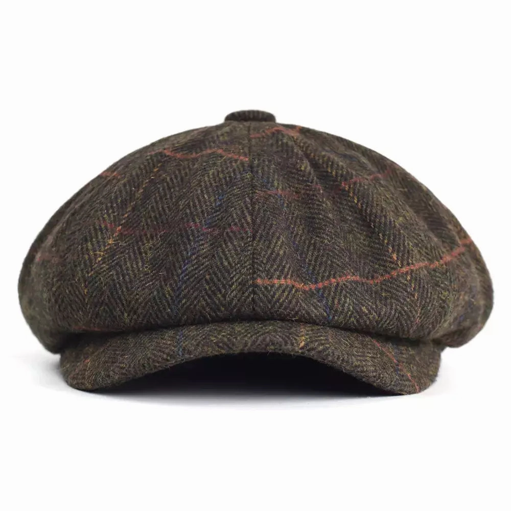 Lancashire Plaid Wool Newsboy Cap