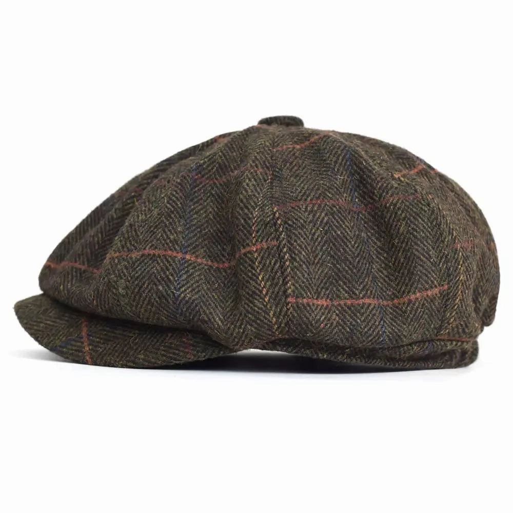 Lancashire Plaid Wool Newsboy Cap