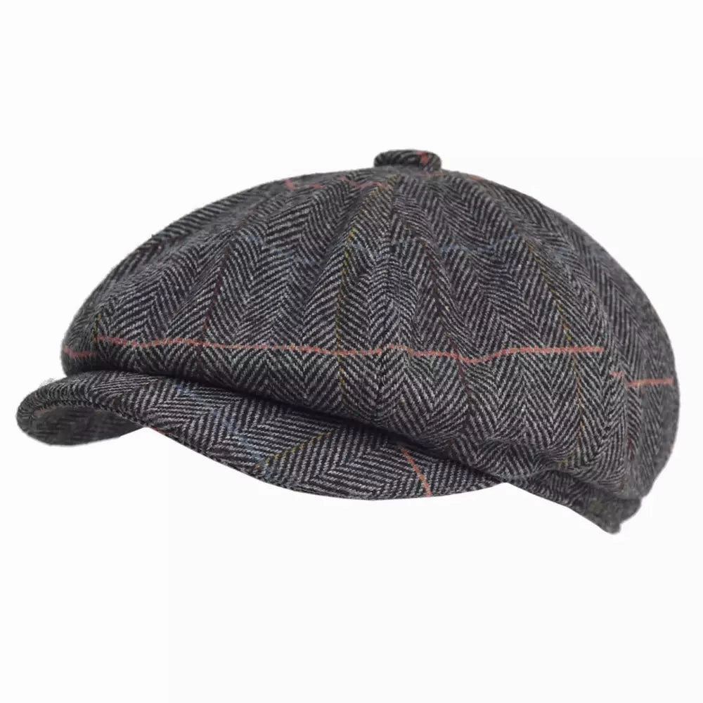 Lancashire Plaid Wool Newsboy Cap