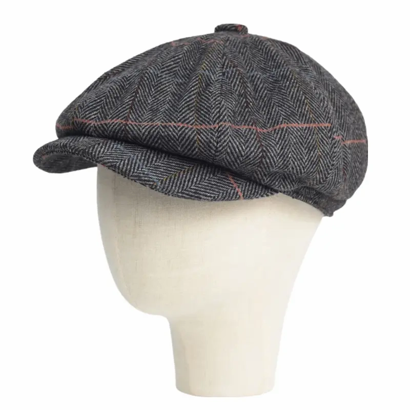 Lancashire Plaid Wool Newsboy Cap