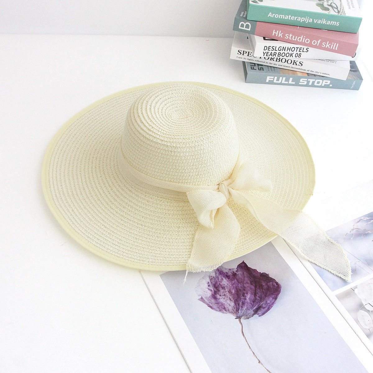 Large Brim Sun Protection Straw Hat Embroidered Sun Hat Fashion Beach Hat