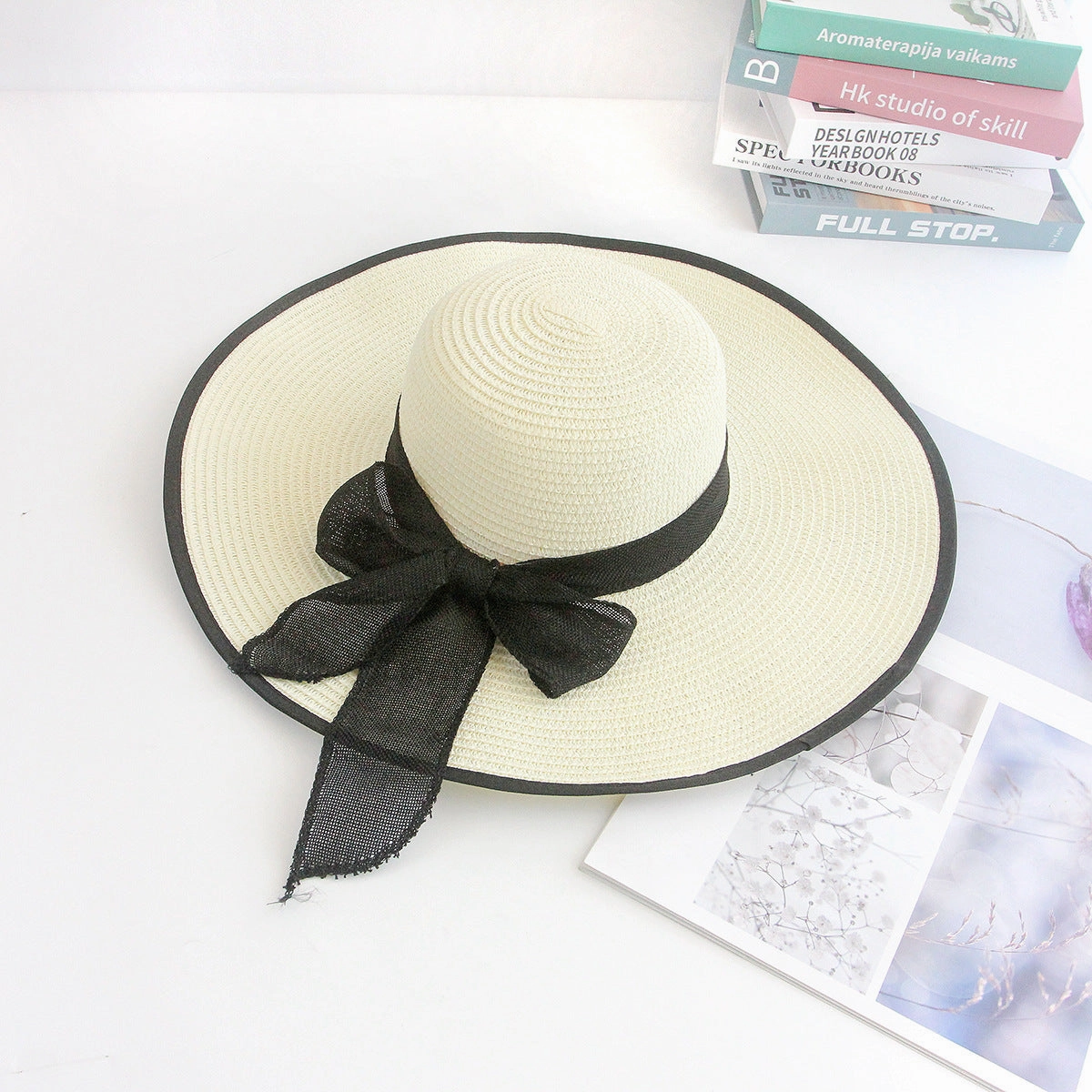Large Brim Sun Protection Straw Hat Embroidered Sun Hat Fashion Beach Hat