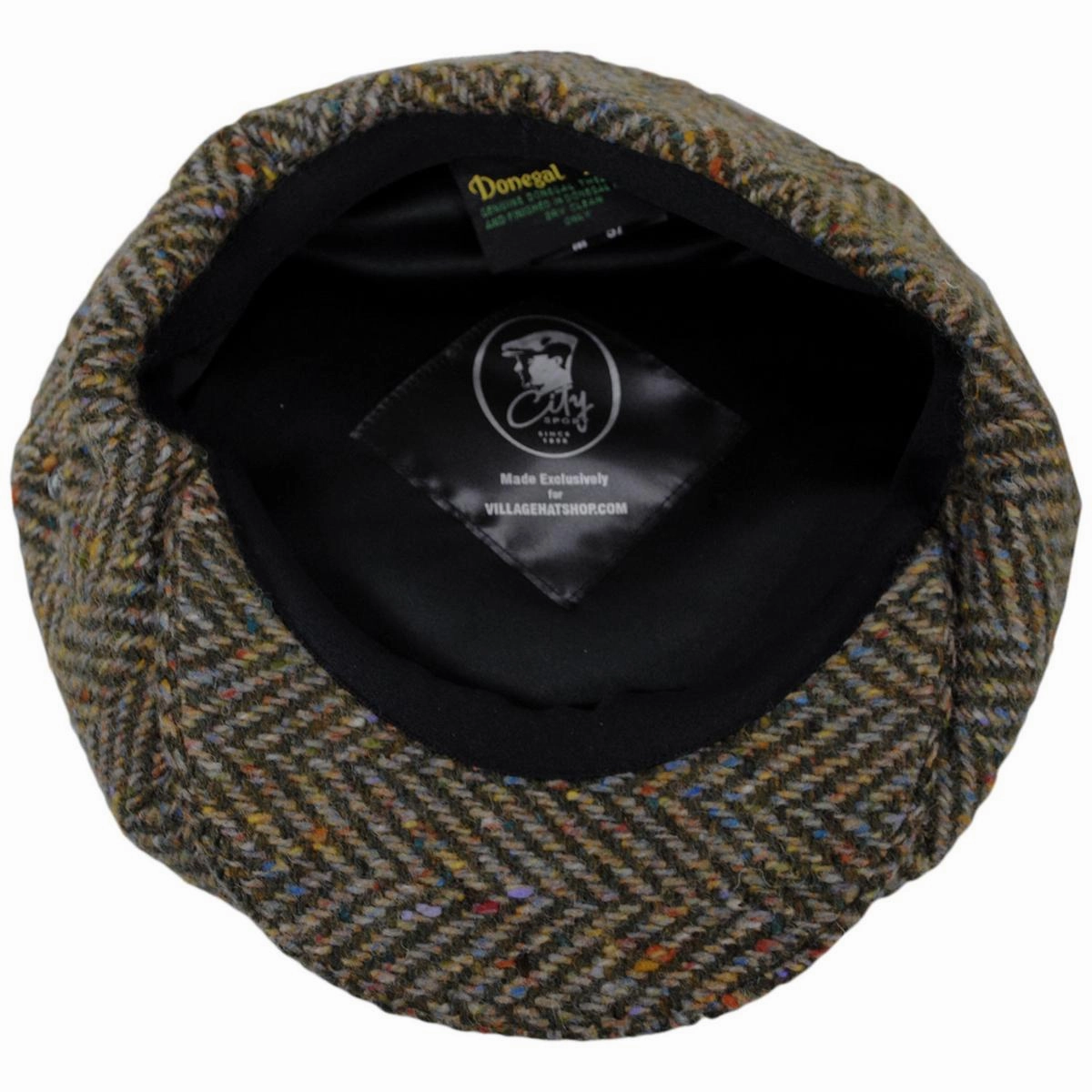 Large Herringbone Donegal Tweed Wool Newsboy Cap