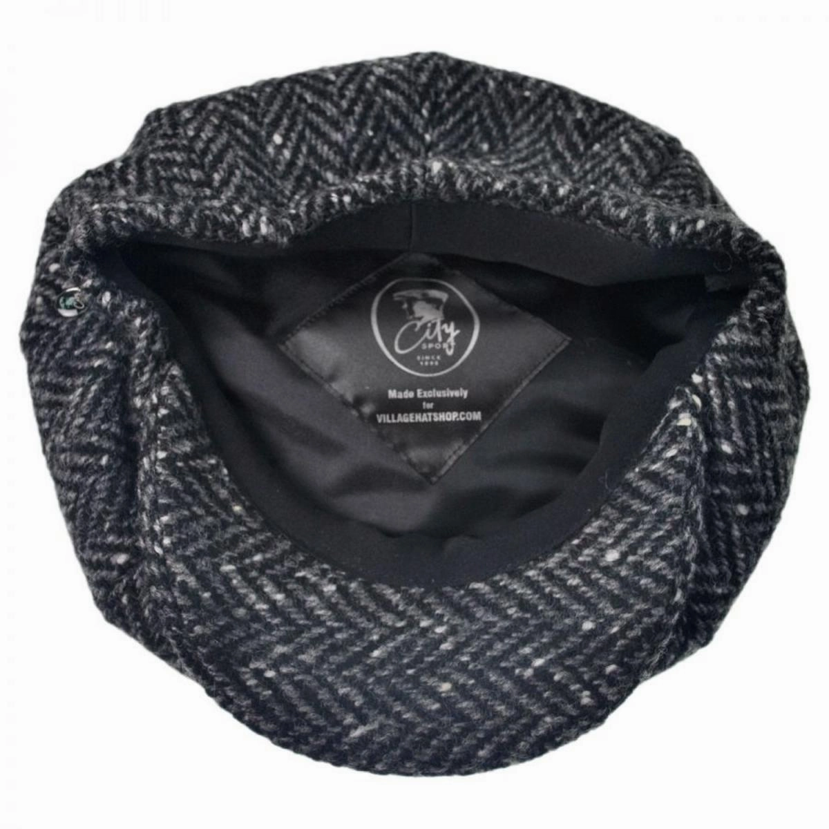 Large Herringbone Donegal Tweed Wool Newsboy Cap