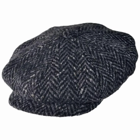 Large Herringbone Donegal Tweed Wool Newsboy Cap