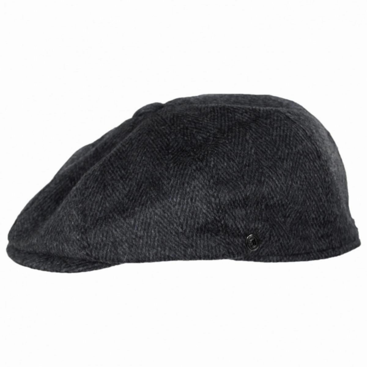 Large Herringbone Wool Blend Newsboy Cap