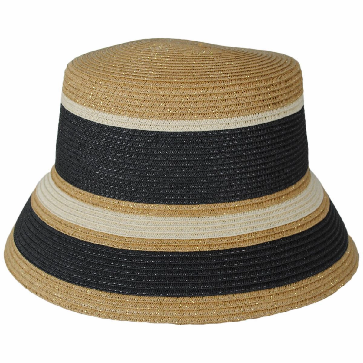 Las Palmas Striped Toyo Straw Bucket Hat