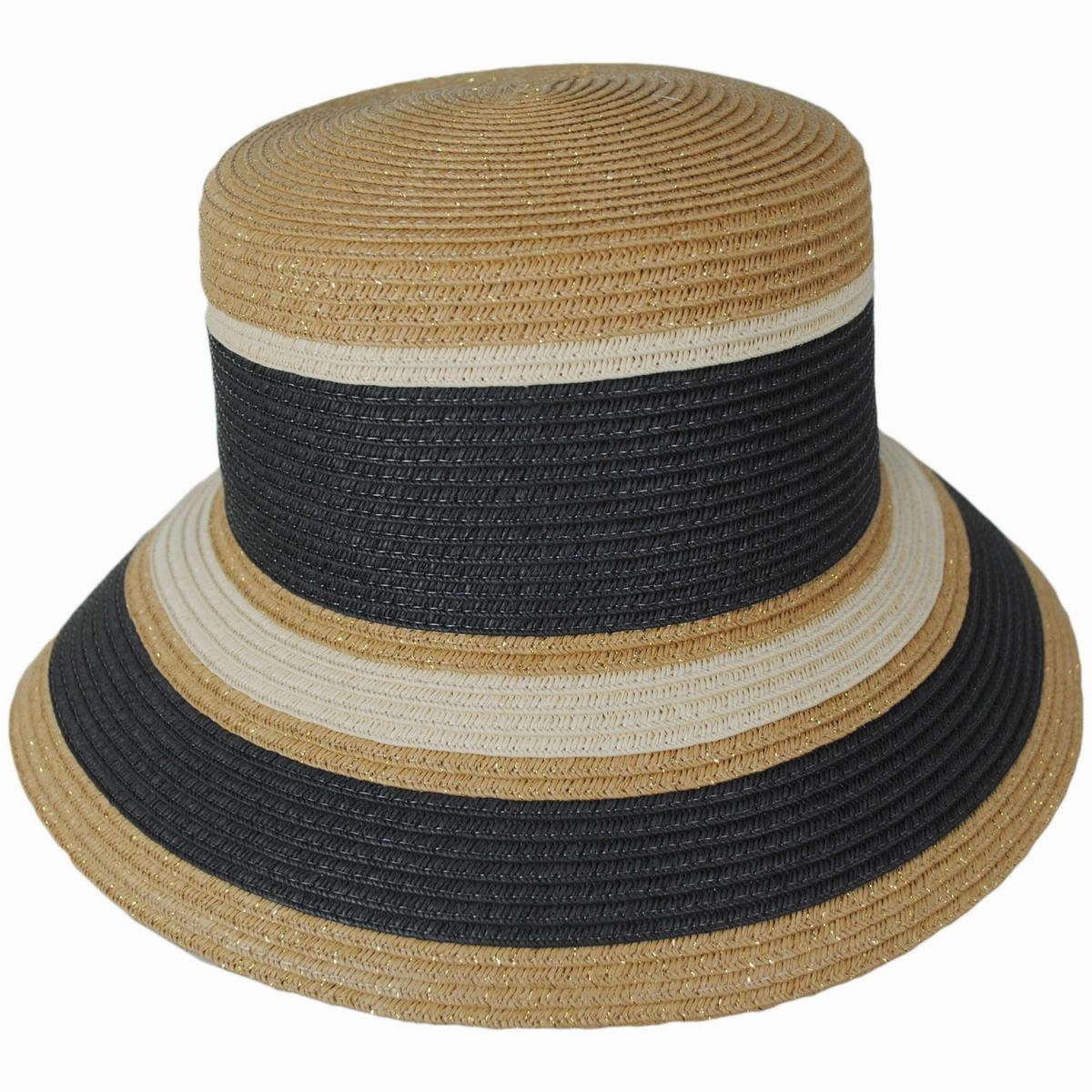 Las Palmas Striped Toyo Straw Bucket Hat
