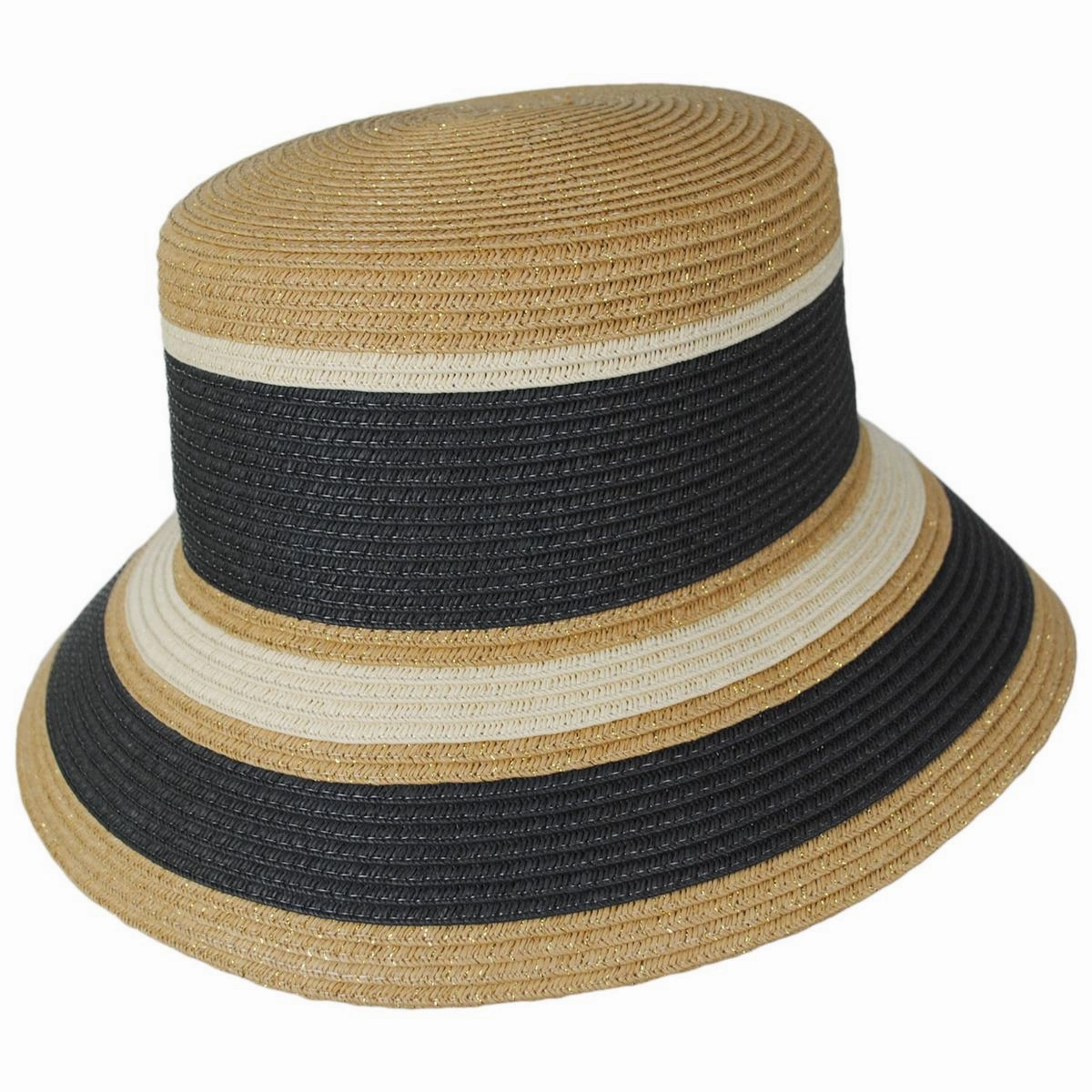 Las Palmas Striped Toyo Straw Bucket Hat