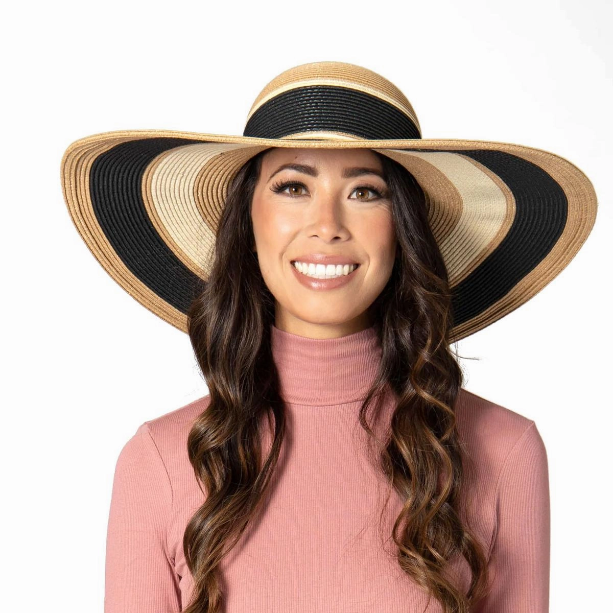 Las Palmas Striped Toyo Straw Swinger Sun Hat