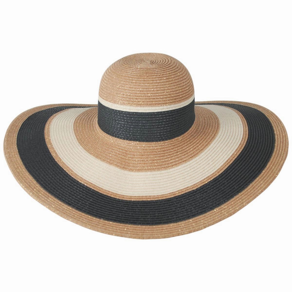Las Palmas Striped Toyo Straw Swinger Sun Hat