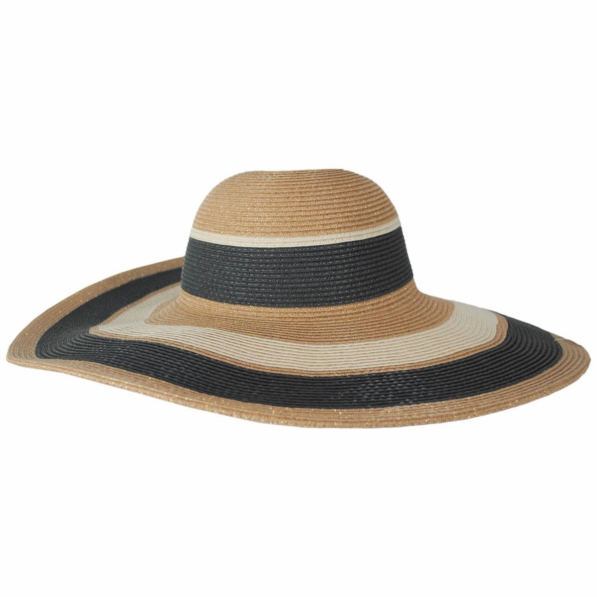 Las Palmas Striped Toyo Straw Swinger Sun Hat