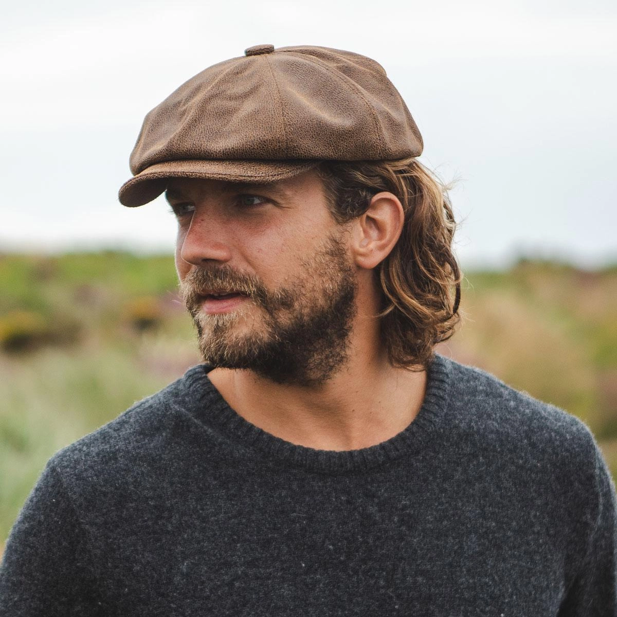 Leather Newsboy Cap