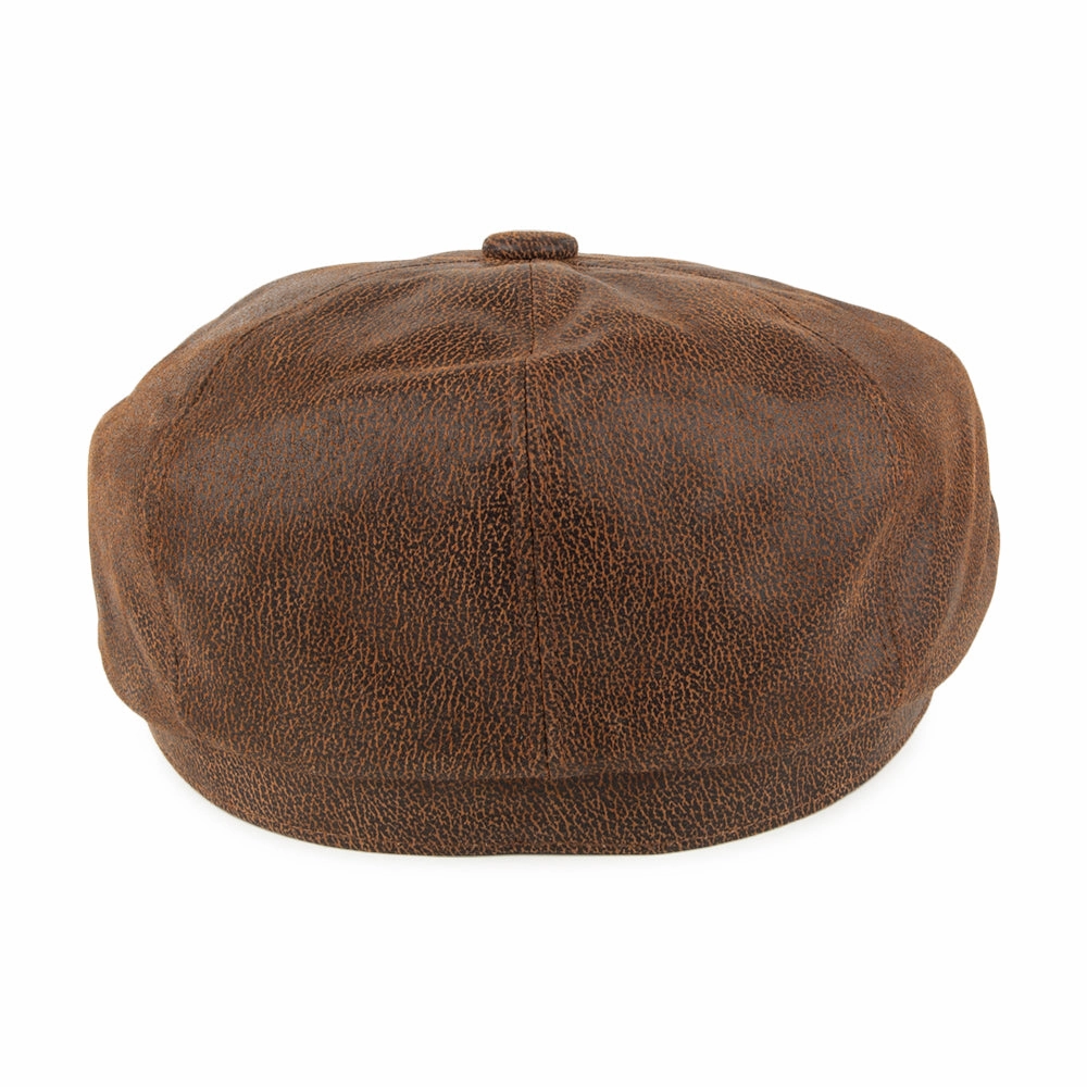 Leather Newsboy Cap - Brown
