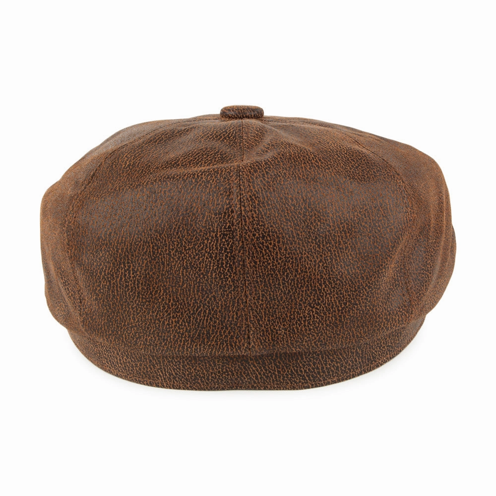 Leather Newsboy Cap - Brown