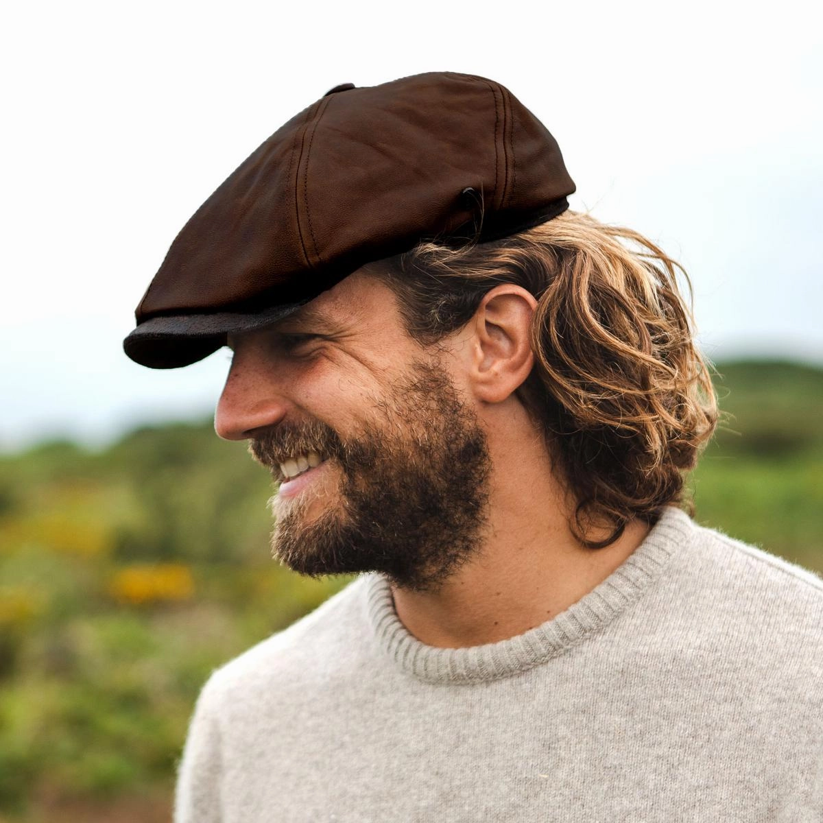 Leather Suede Newsboy Cap
