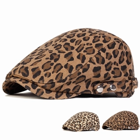Leopard Skin Print Flat Cap
