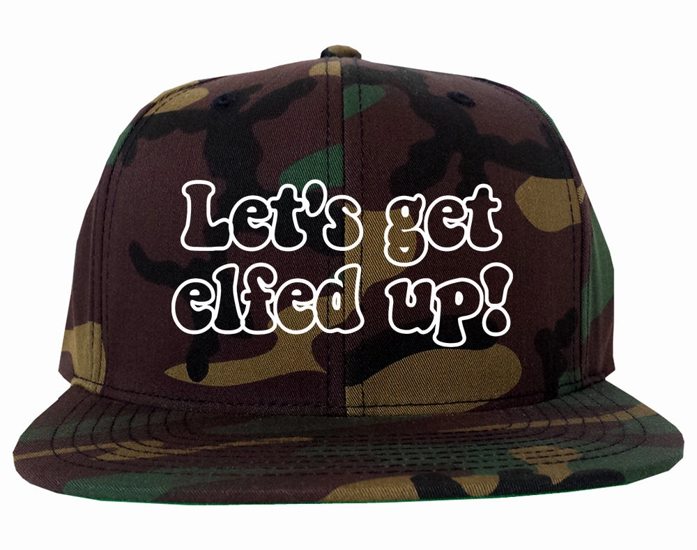 Lets Get Elfed Up Funny Christmas Mens Snapback Hat
