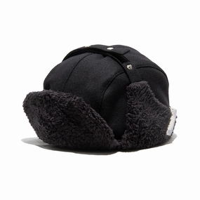 LIGHT MELTON FLIGHT CAP - Black