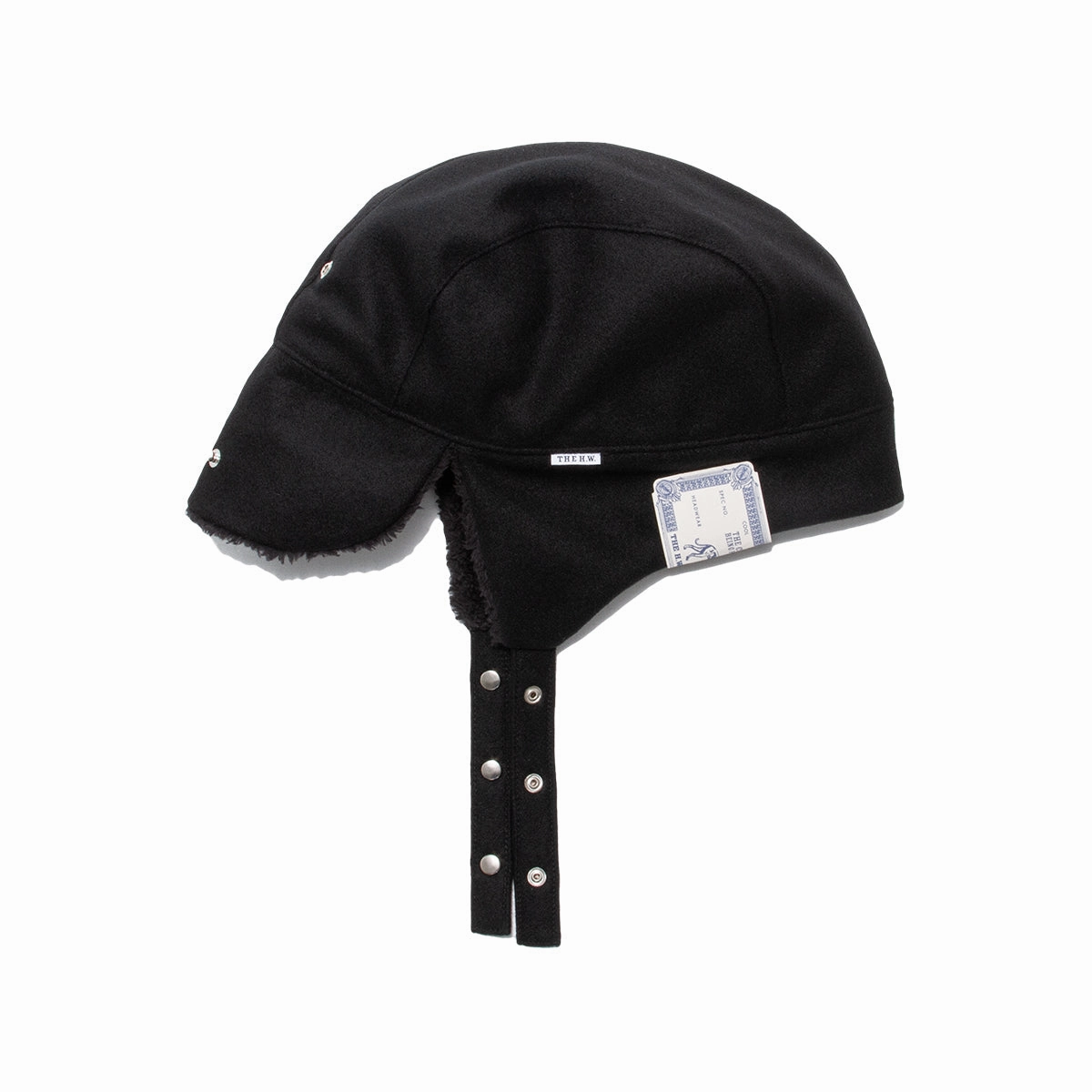 LIGHT MELTON FLIGHT CAP - Black