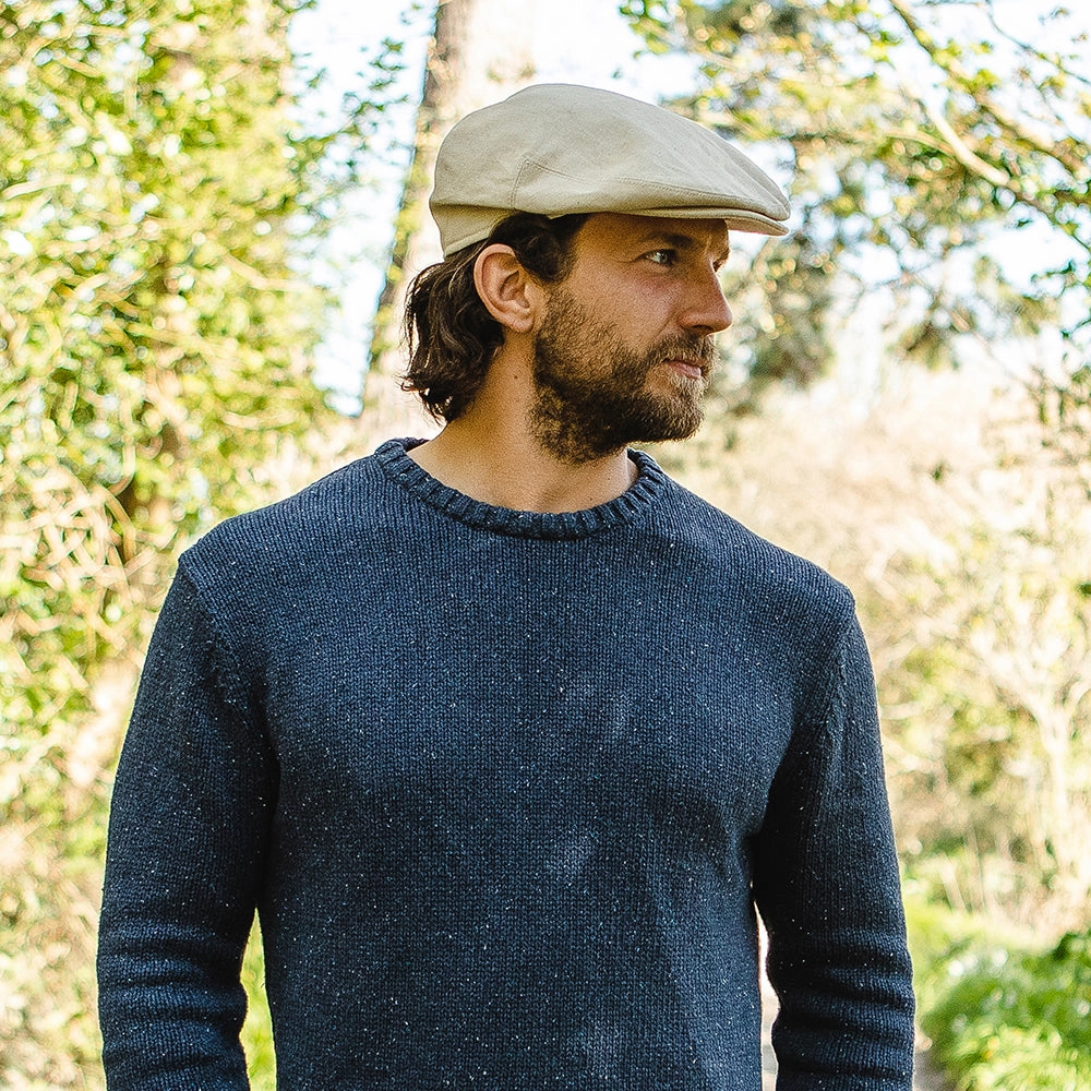 Linen Flat Cap - Natural