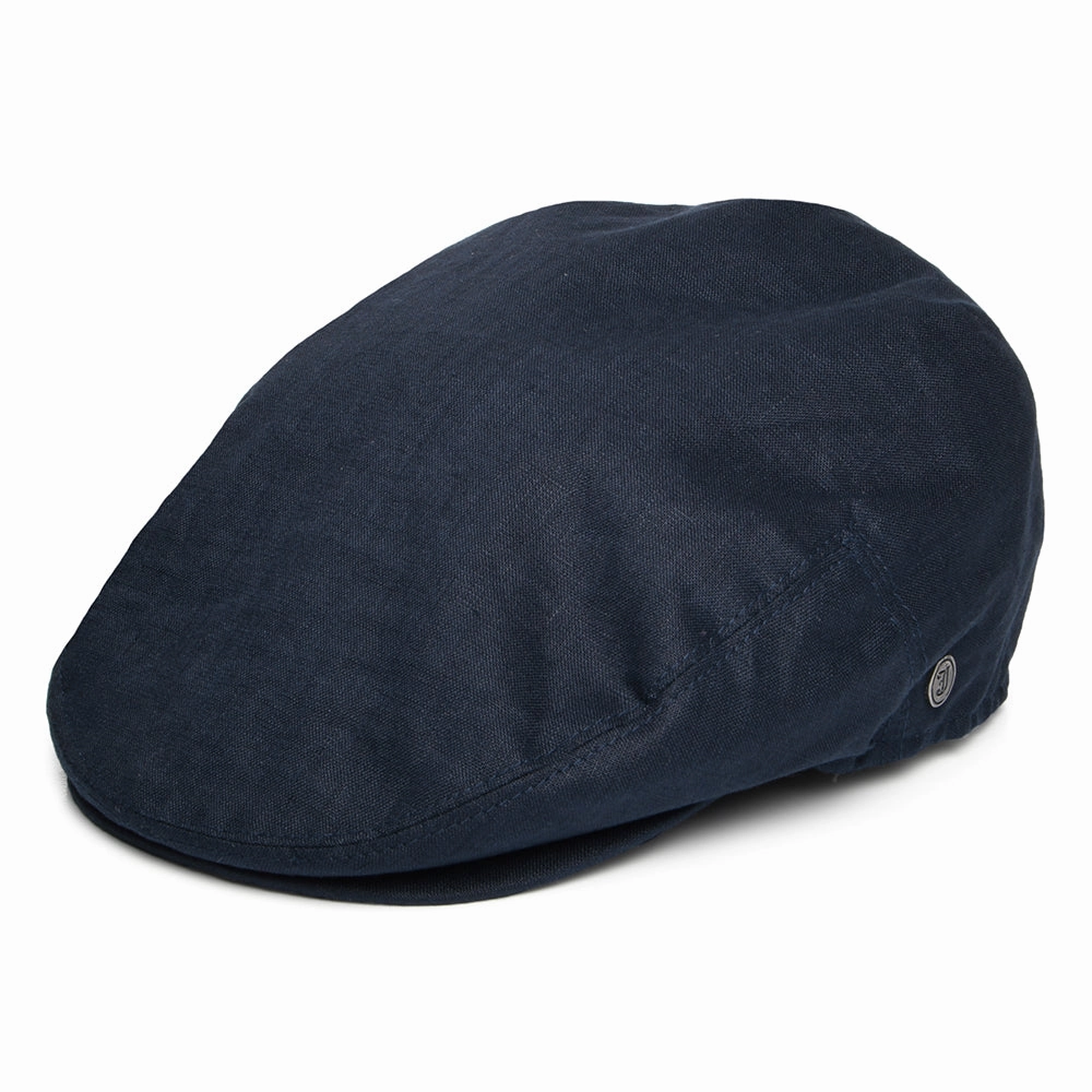 Linen Flat Cap - Navy Blue