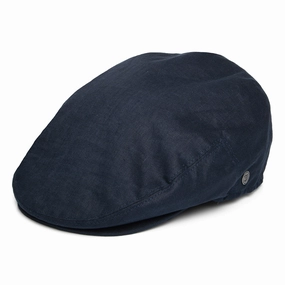 Linen Flat Cap - Navy Blue