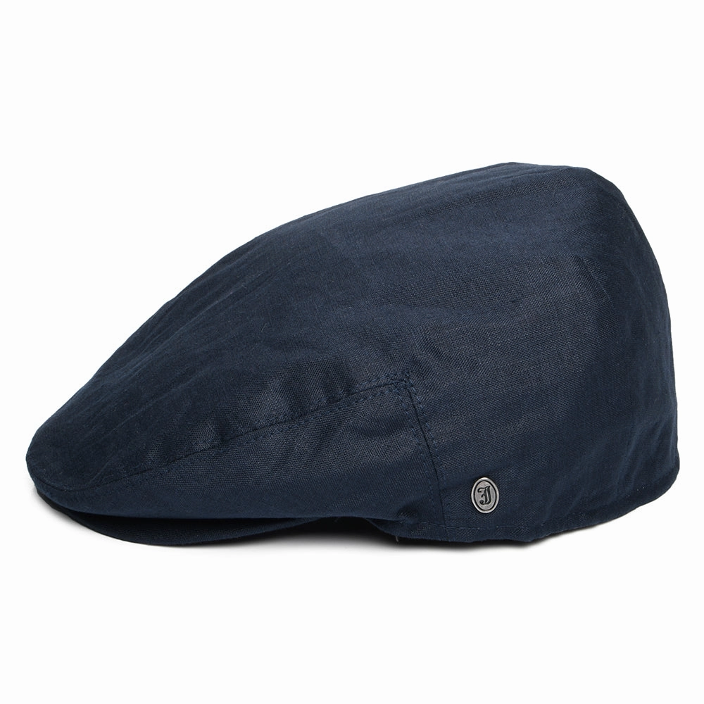 Linen Flat Cap - Navy Blue