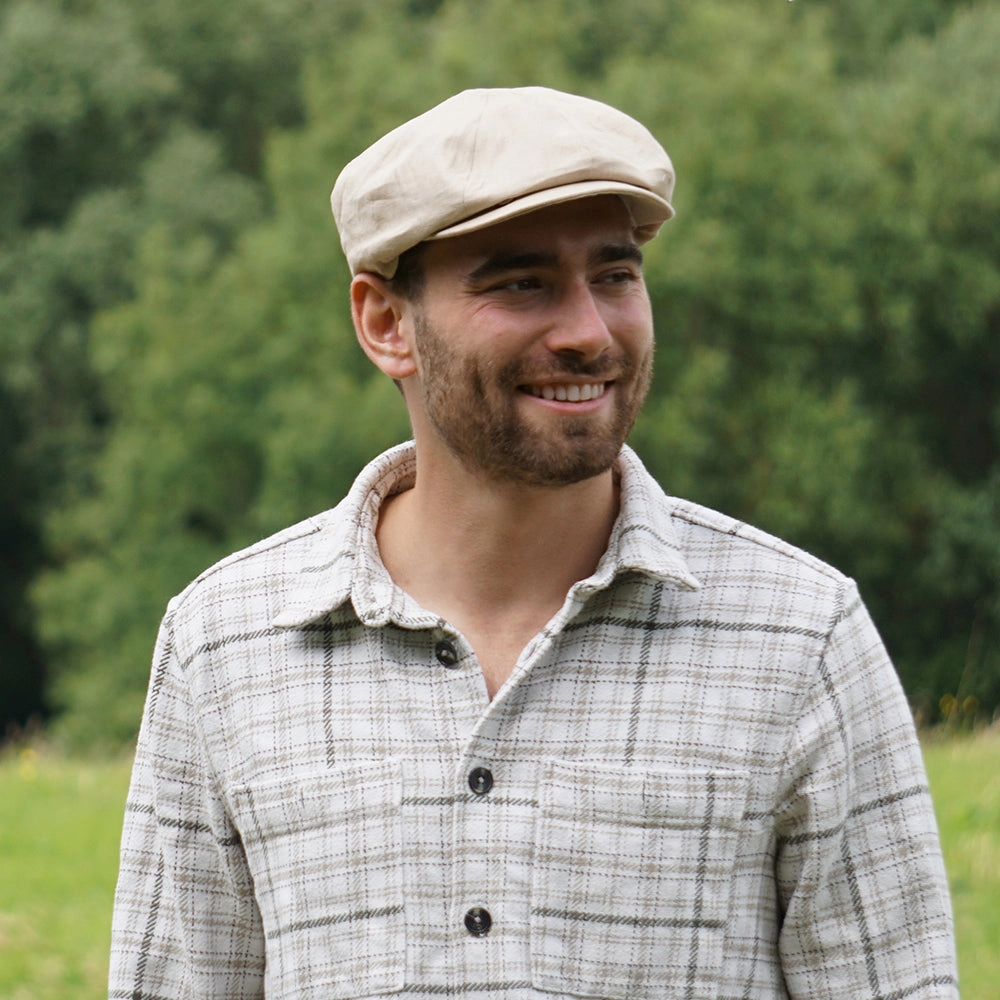 Linen Newsboy Cap - Natural