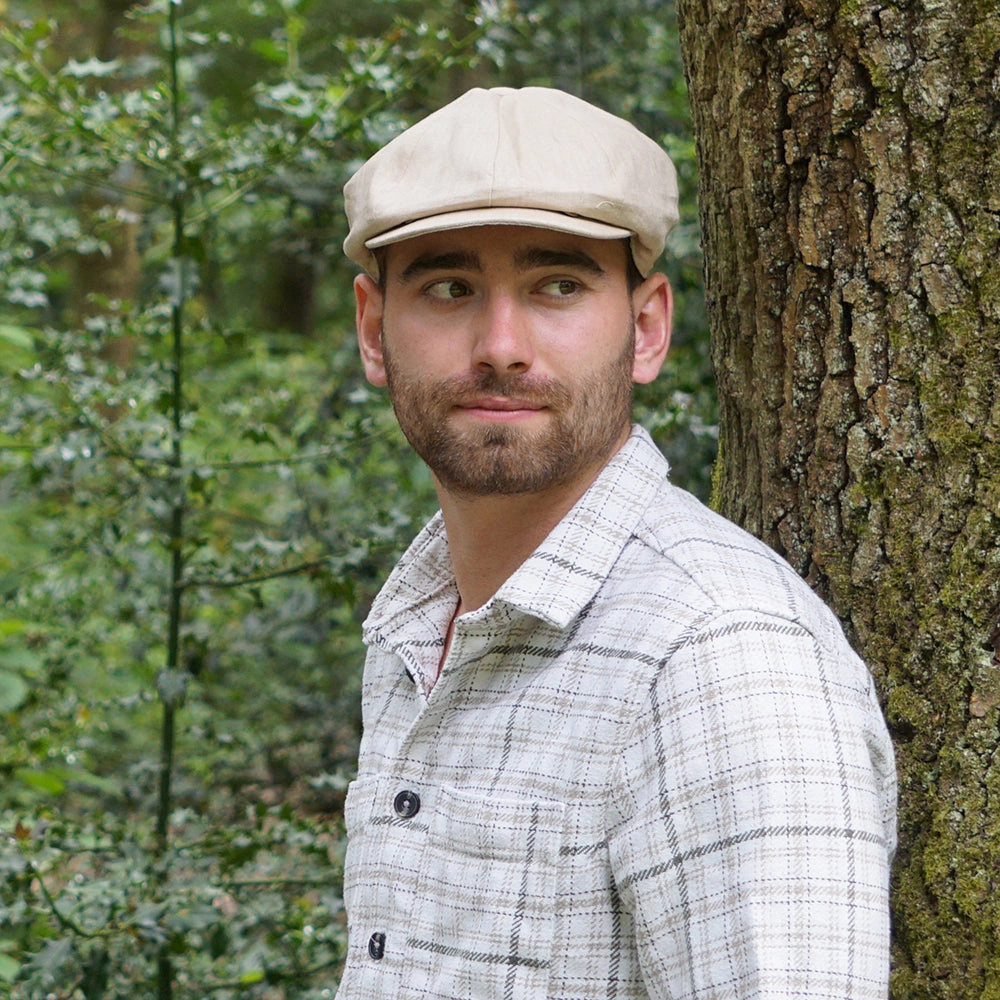 Linen Newsboy Cap - Natural