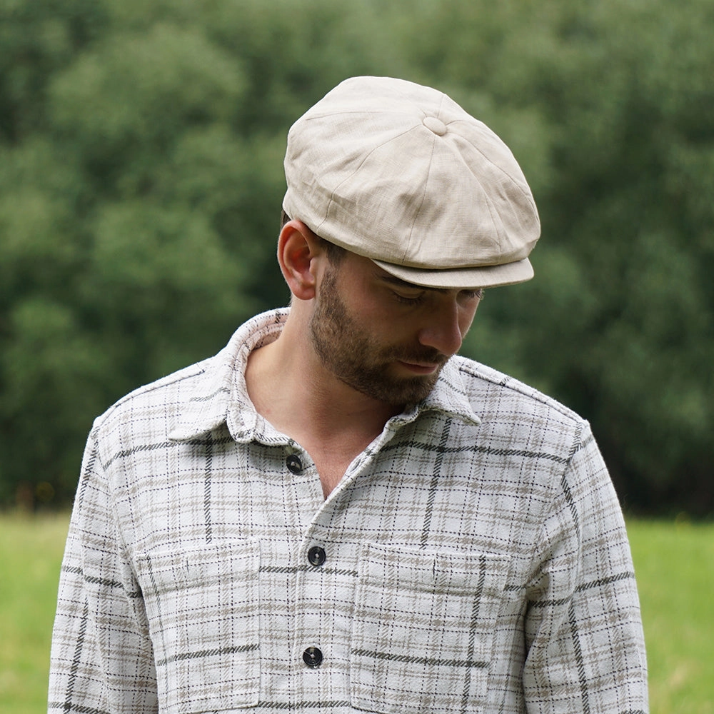 Linen Newsboy Cap - Natural