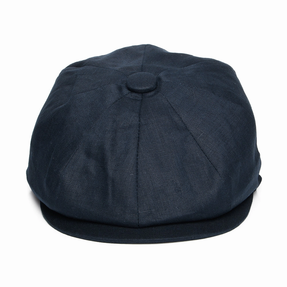 Linen Newsboy Cap - Navy Blue