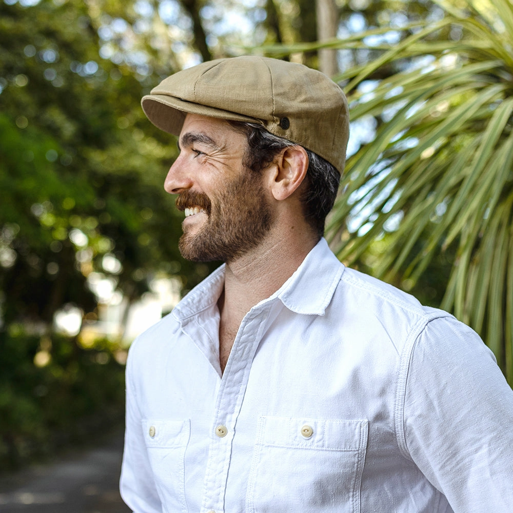 Linen Newsboy Cap Camel Wholesale Pack