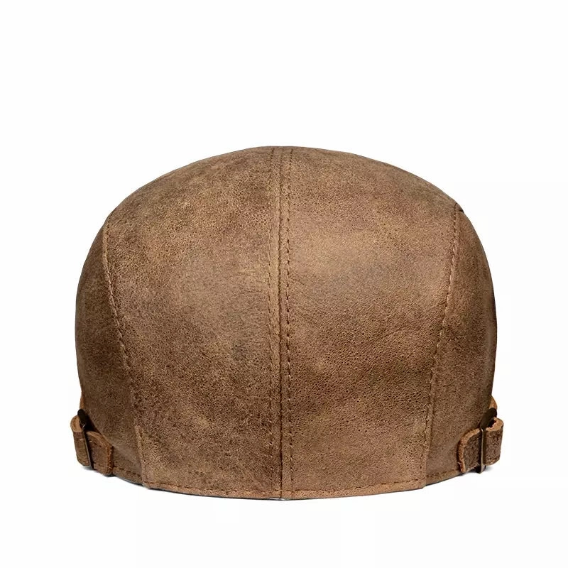 Liverpool Brown Genuine Leather Duckbill Flat Cap