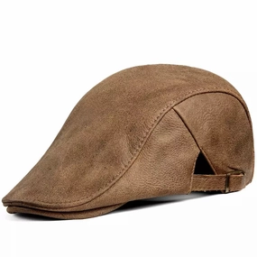 Liverpool Brown Genuine Leather Duckbill Flat Cap