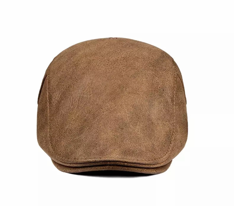 Liverpool Brown Genuine Leather Duckbill Flat Cap