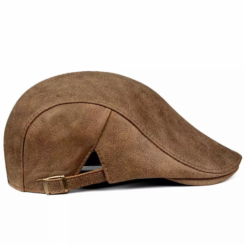Liverpool Brown Genuine Leather Duckbill Flat Cap