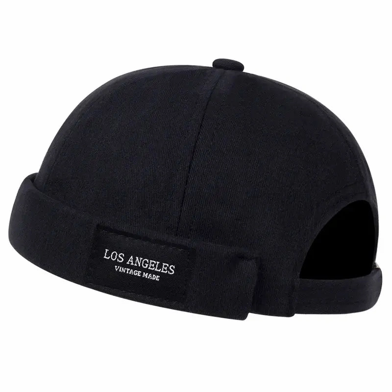 Los Angeles Vintage Black Cotton Docker Cap