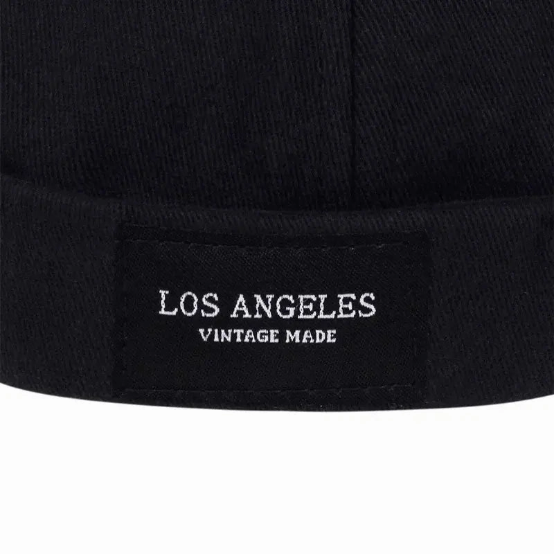 Los Angeles Vintage Black Cotton Docker Cap
