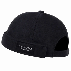 Los Angeles Vintage Black Cotton Docker Cap