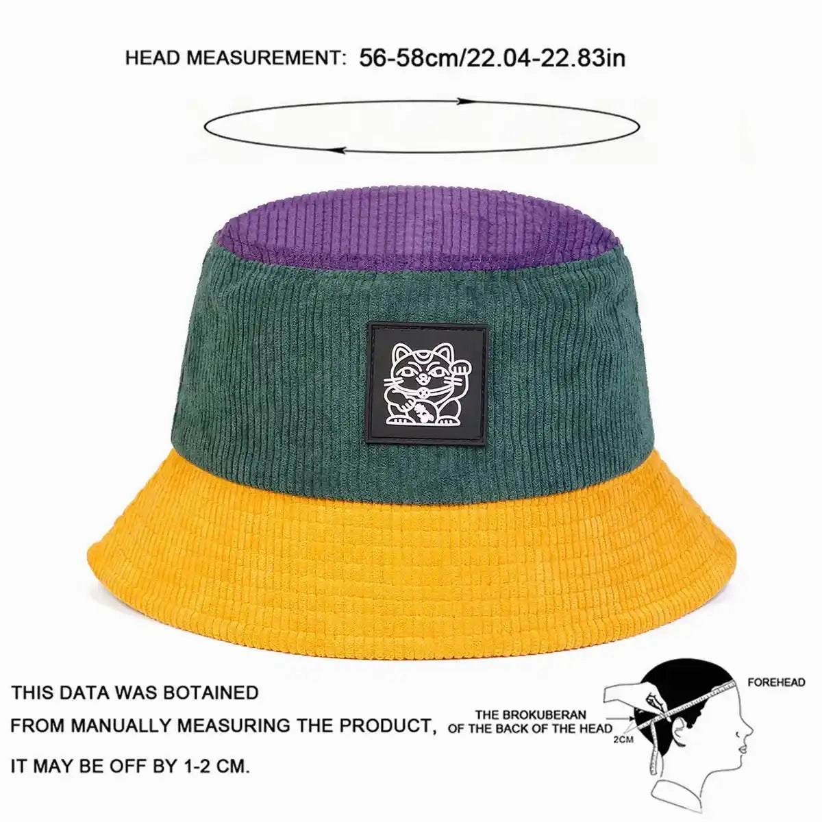 Lucky Cat Corduroy Bucket Hat
