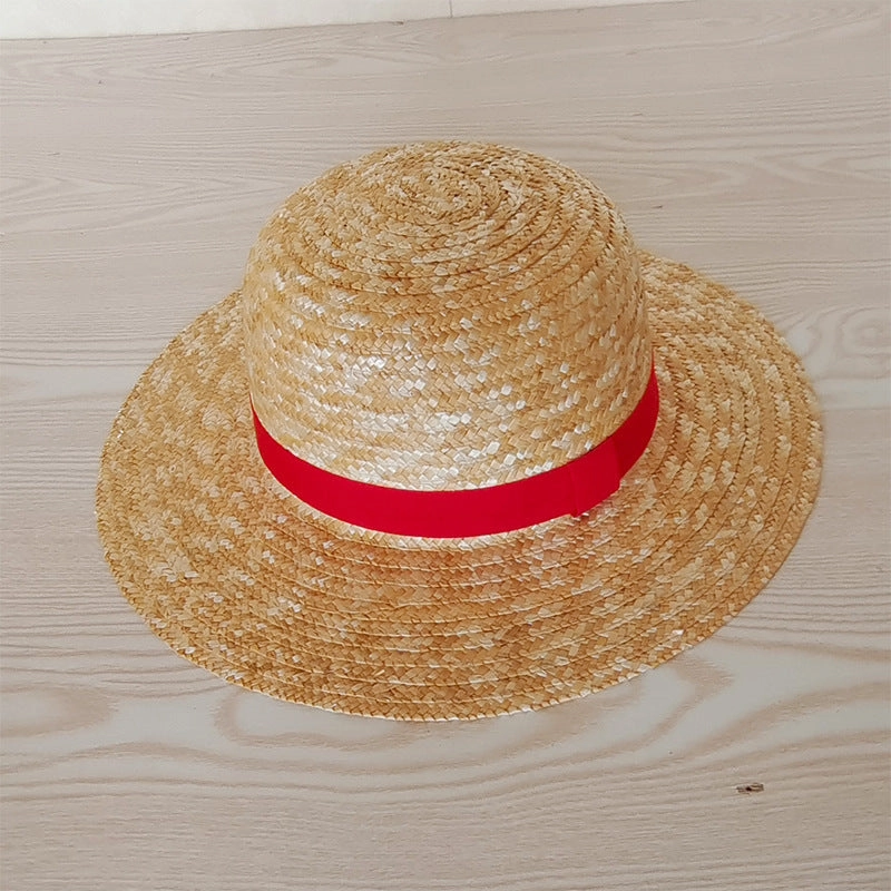 Luffy Straw Hat One Piece COSPLAY Woven Family Sun Protection UV Flat Brim Beach