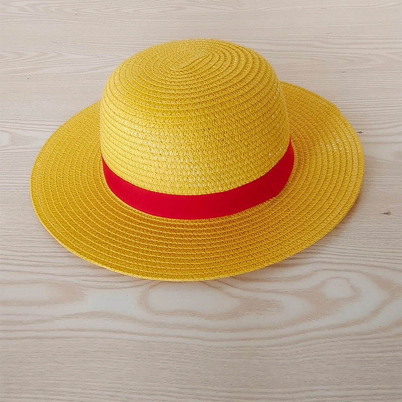 Luffy Straw Hat One Piece COSPLAY Woven Family Sun Protection UV Flat Brim Beach