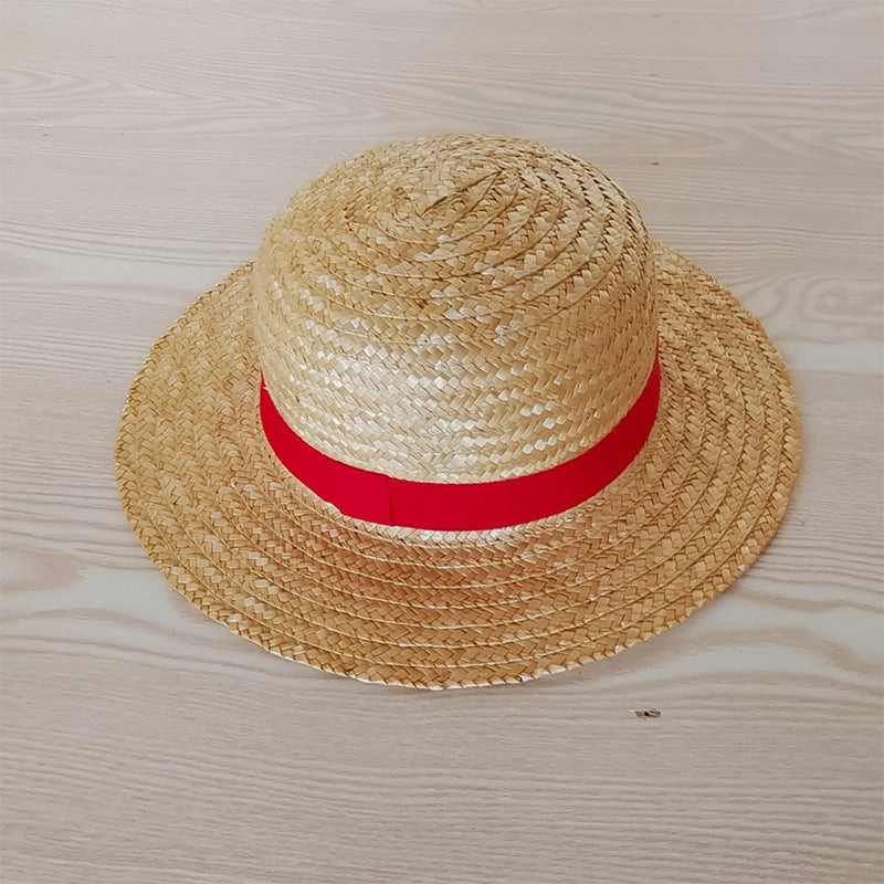 Luffy Straw Hat One Piece COSPLAY Woven Family Sun Protection UV Flat Brim Beach