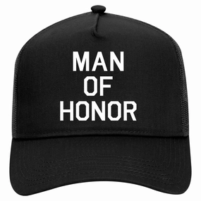 Man Of Honor Funny Bachelor Party Wedding Retro Adult 5 Panel Mesh Trucker Hat