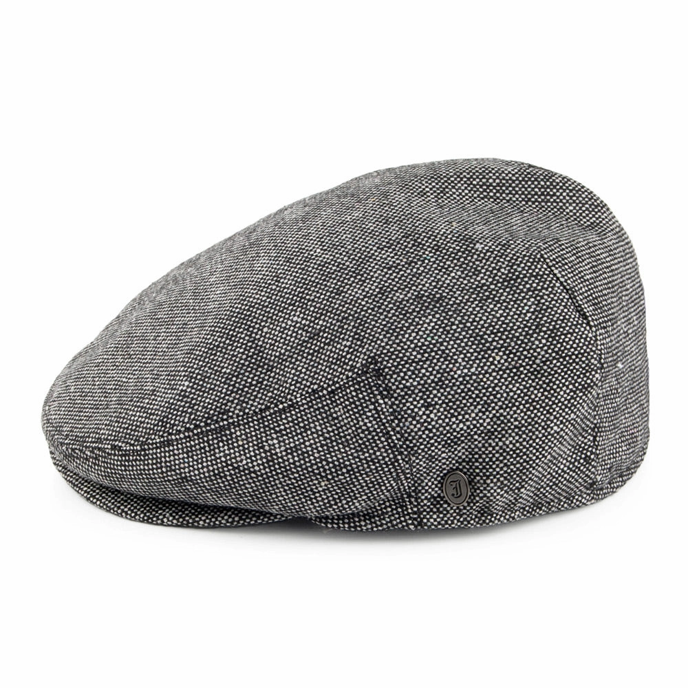 Marl Tweed Flat Cap - Black