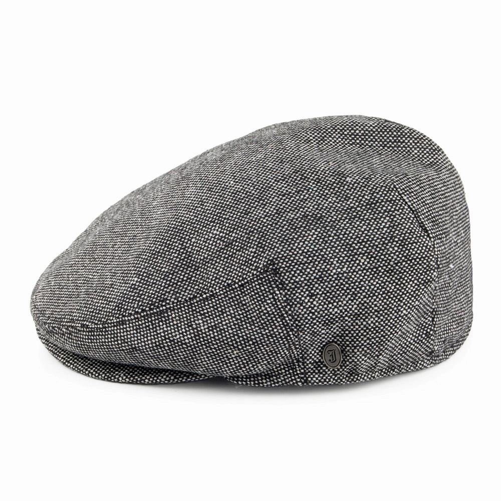Marl Tweed Flat Cap - Black