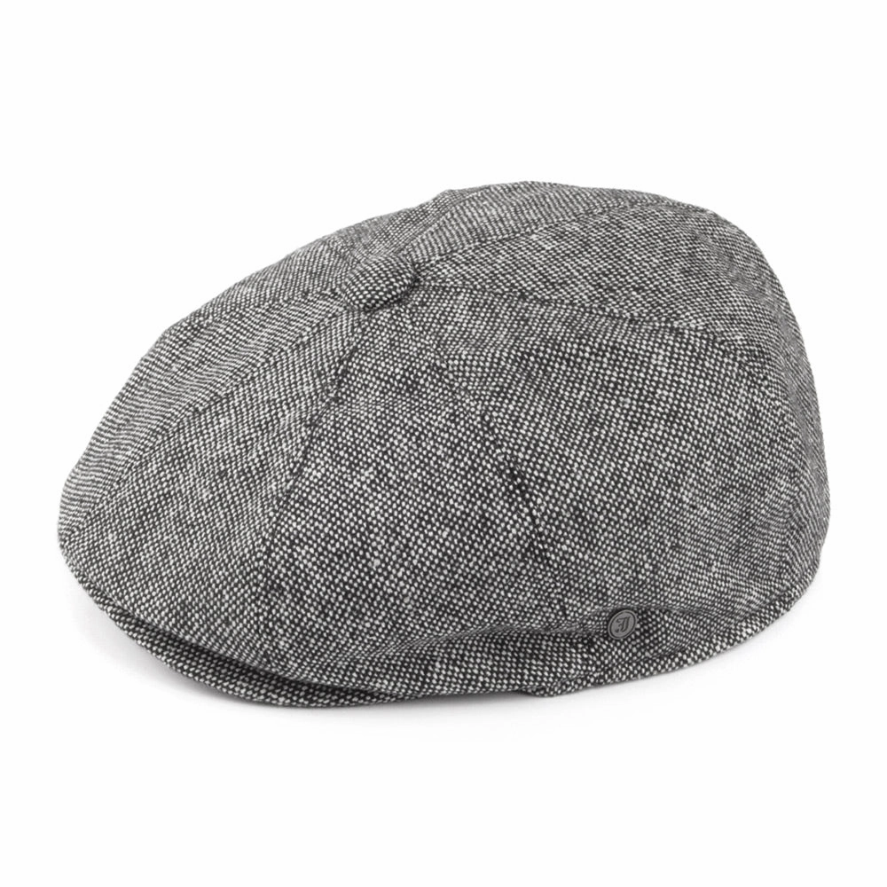 Marl Tweed Newsboy Cap - Black
