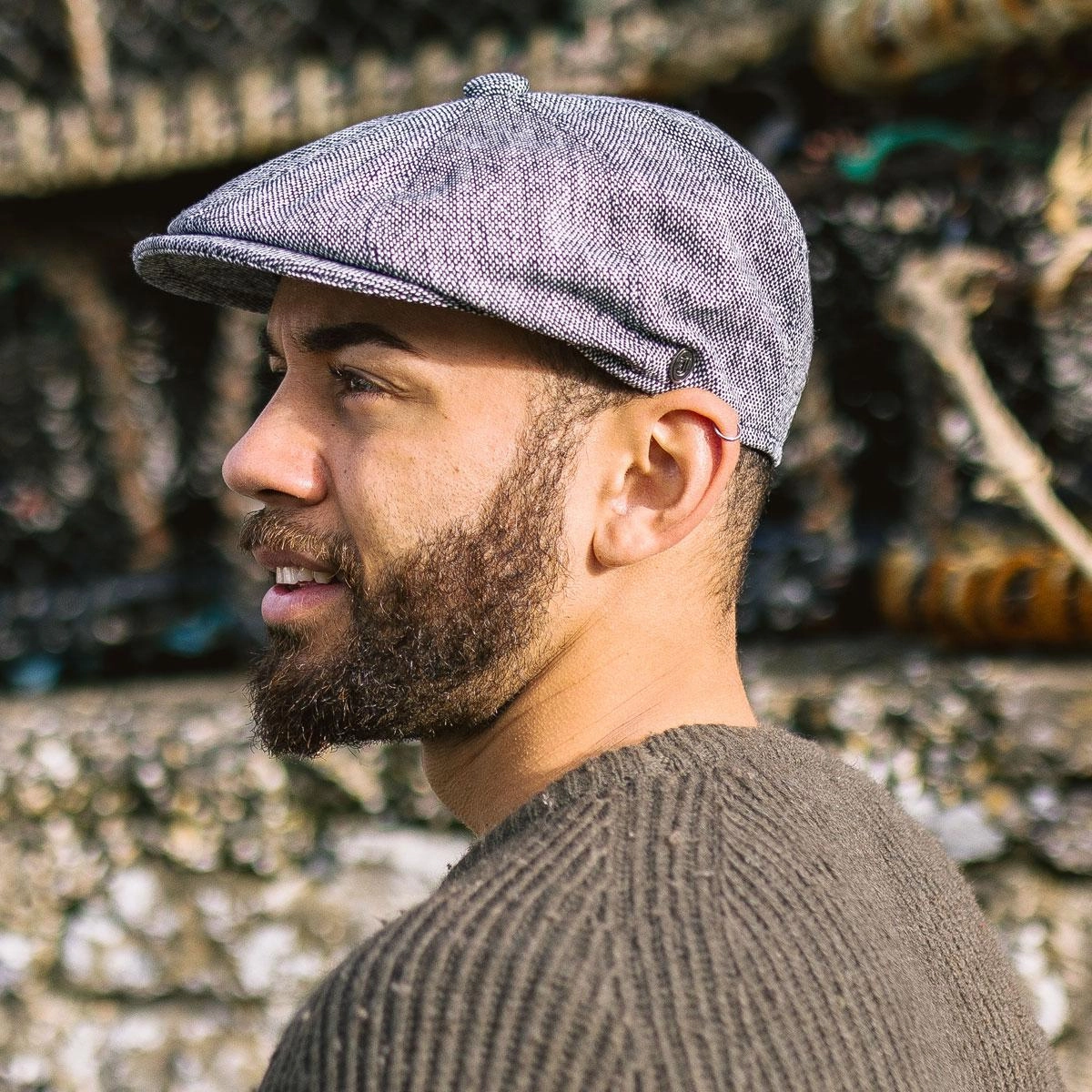 Marl Tweed Wool Blend Newsboy Cap