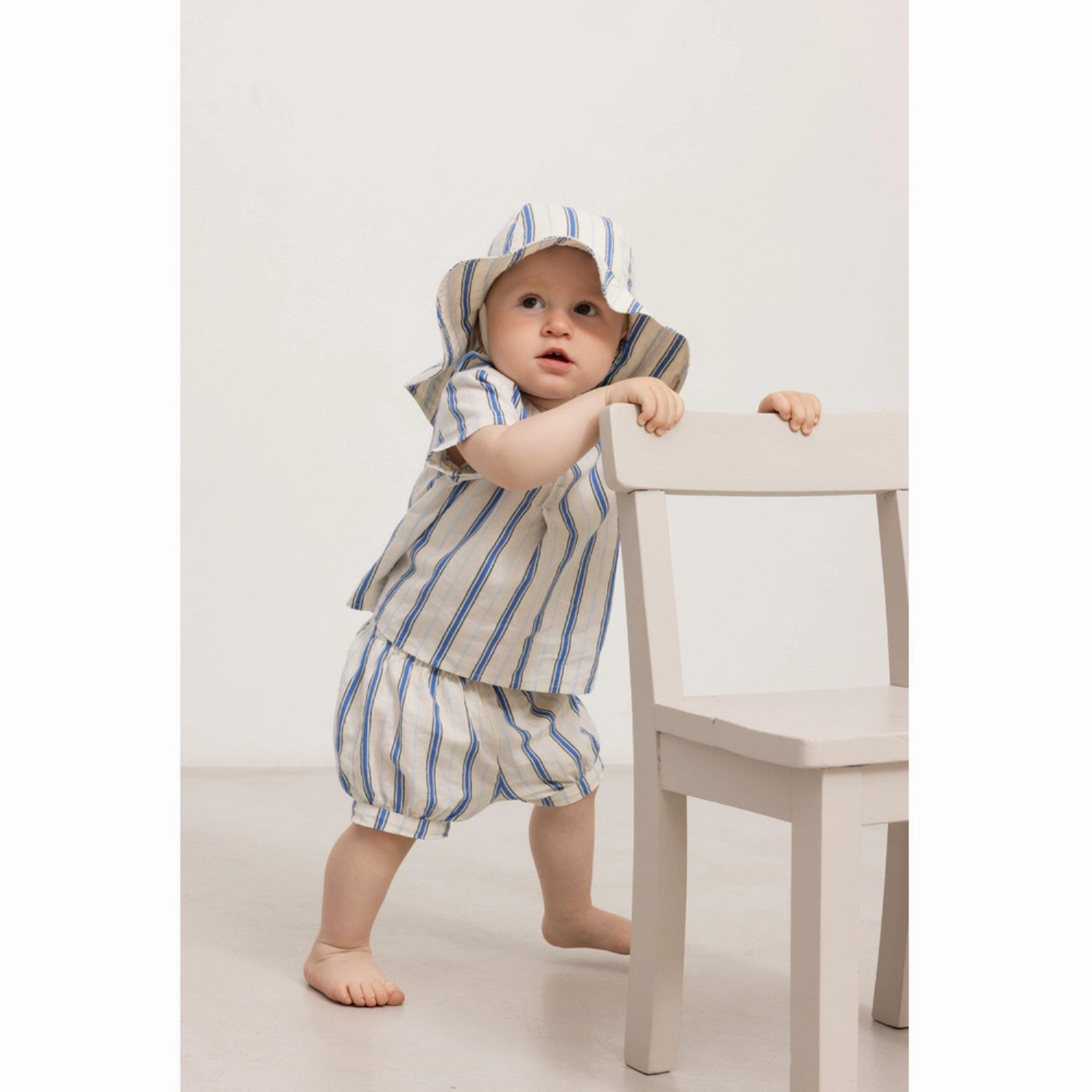 MarMar Cotton Stripes Chambray Stripe Alba Baby Long Summer Hat